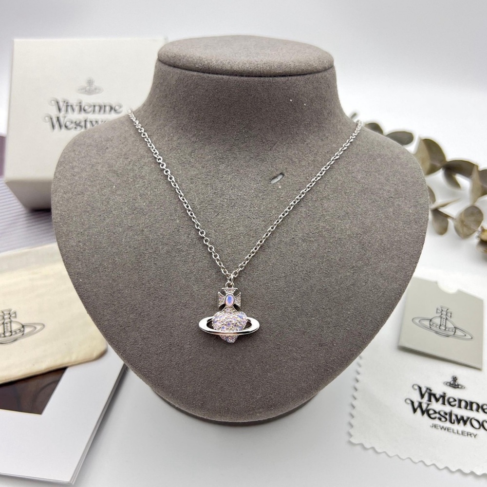 Vivienne Westwood Purple Saturn Heart Necklace